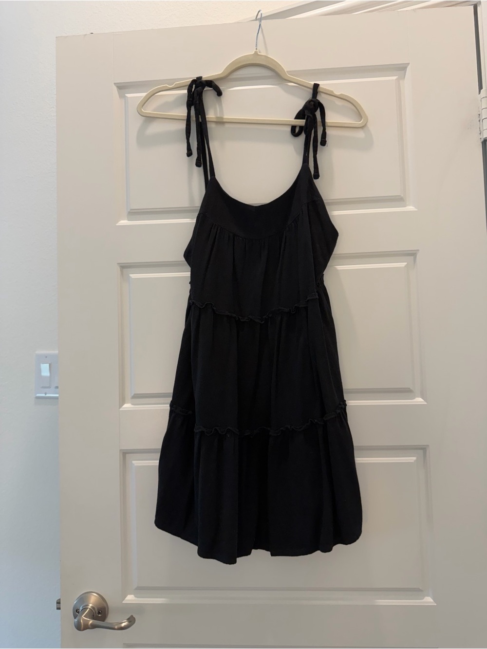 Black Tiered Tie-Shoulder Sundress